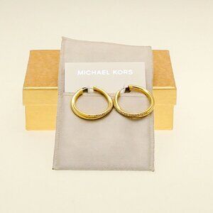 Michael Kors Stainless Steel and Pavé Crystal Gold Hoop Earrings for Women